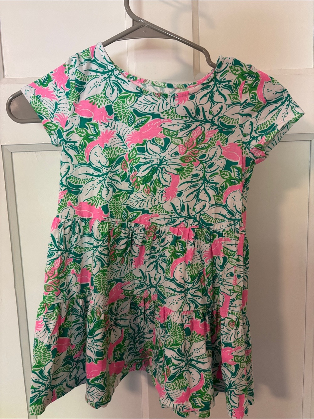 Lilly Pulitzer Pink & Green Floral Kids Casual Dress